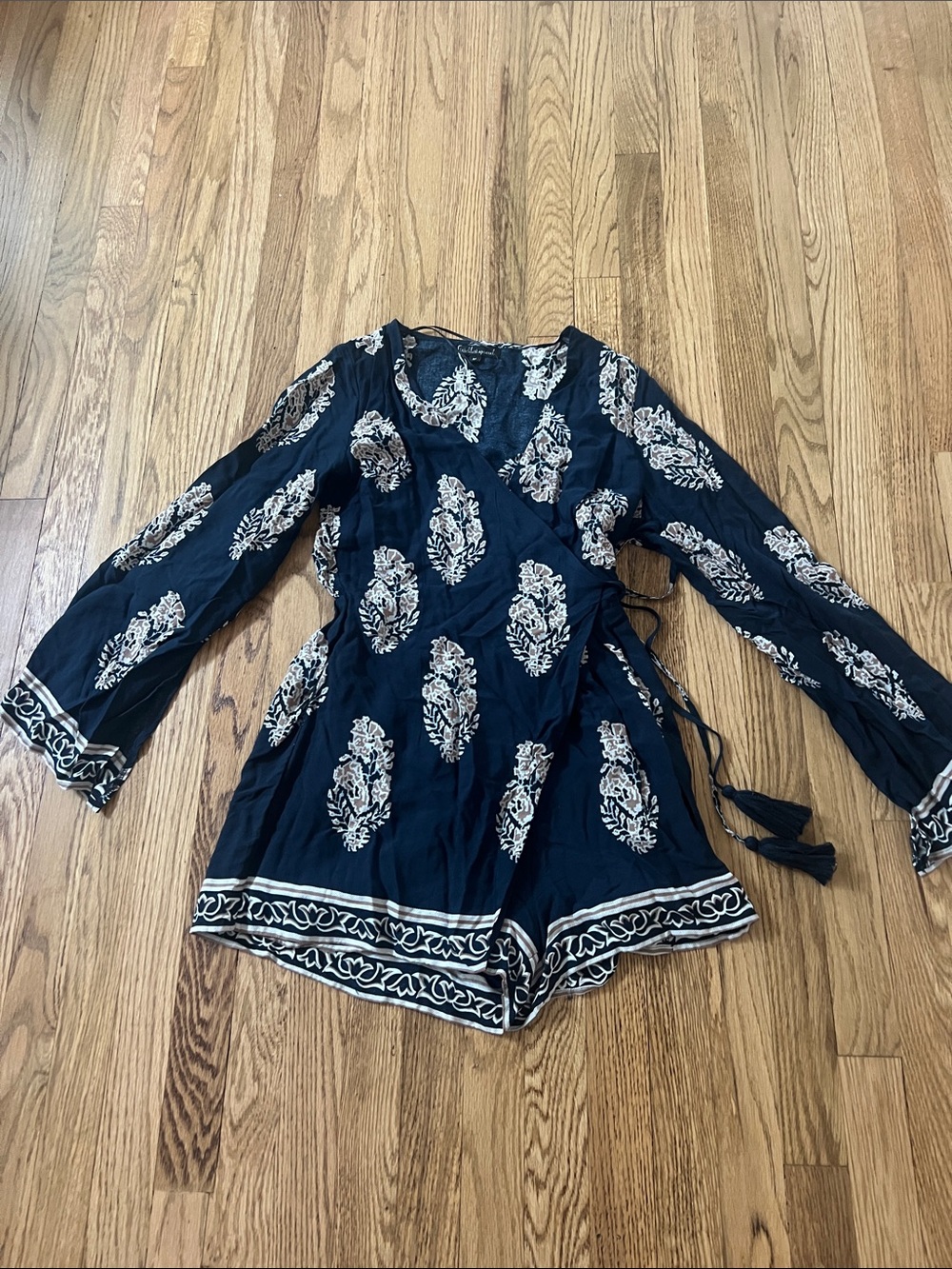 Navy Wrap with Ivory Romper